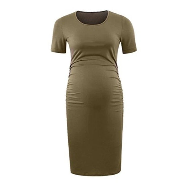 Oh Mamma Women’s Maternity Short Sleeve Scoop Neck Dress M oh
