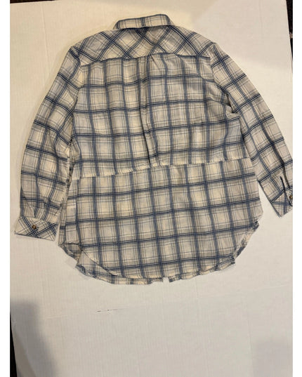 entro relaxed blue plaid women button-up shirt med  new