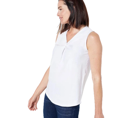 Denim & Co. Essentials Textured Knit Tank Front Pleat Choose Size\COLORS