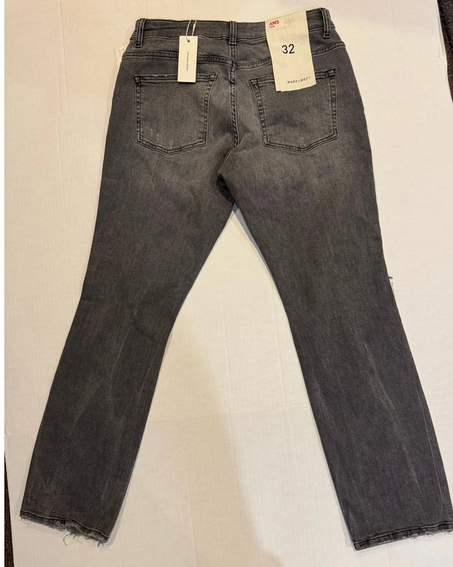 Warp + Weft Women's Orion Slim Distressed High Rise Jeans Size 32x30 Gray New