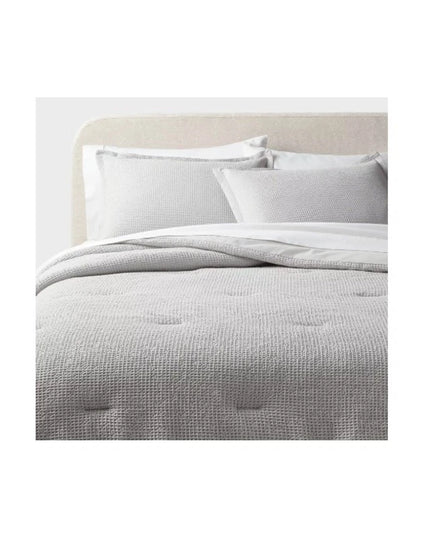 Washed Waffle Weave Comforter and Sham Set - Threshold full/queen light Gray