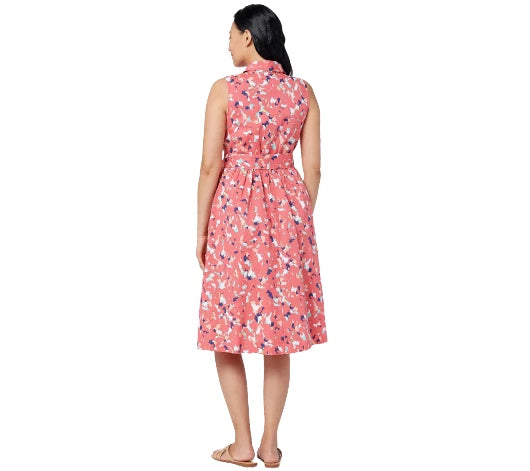 J Jason Wu Novelty Printed Shirt Dress Coral Confetti MUITI Sizes