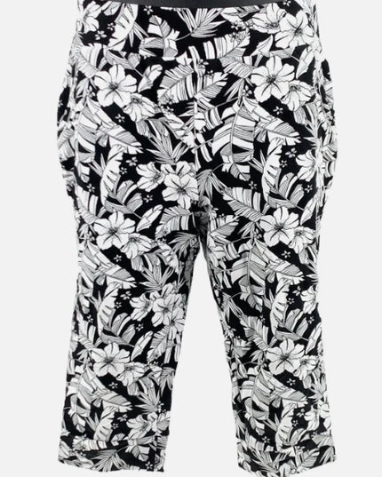 AnyBody Cozy Knit French Terry Printed Ultra Crop Pant SMALL  black and White