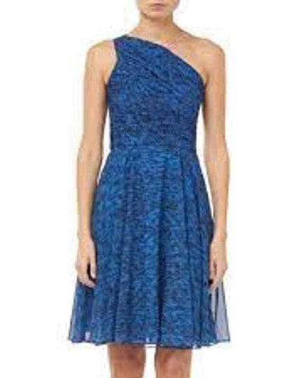 HALSTON HERITAGE Ruched One-shoulder Dress Gemstone Heathered Texture 12