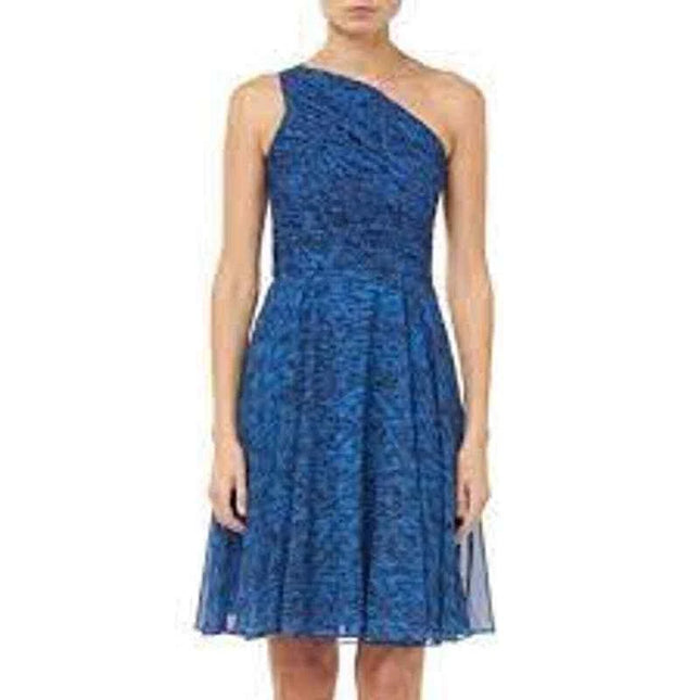 HALSTON HERITAGE Ruched One-shoulder Dress Gemstone Heathered Texture 12