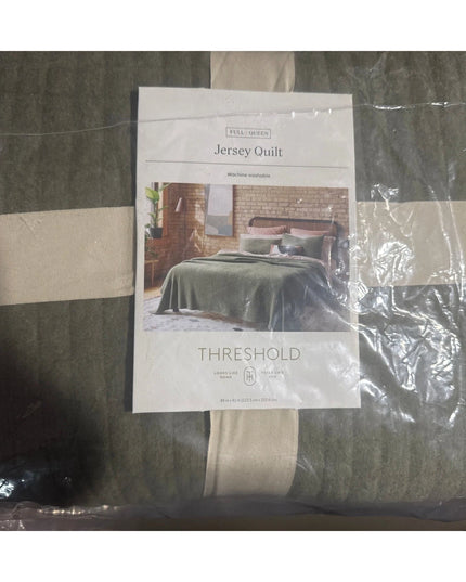 Jersey Quilt - Threshold full/queen, dark olive quilt NEW 88x92 inch