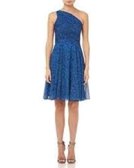 HALSTON HERITAGE Ruched One-shoulder Dress Gemstone Heathered Texture 12