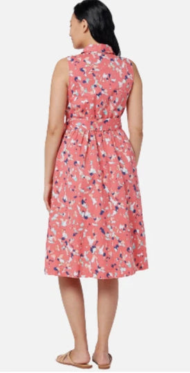 J Jason Wu Novelty Printed Shirt Dress Coral Confetti MUITI Sizes