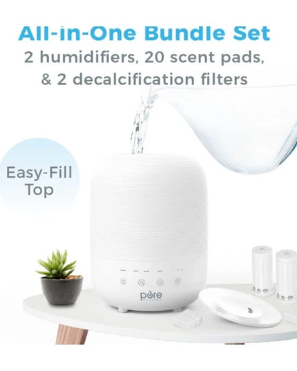 HUMe Sense 2-Pack Bundle - 2 Humidifiers, 2 Filters, & 20 Scent Pads