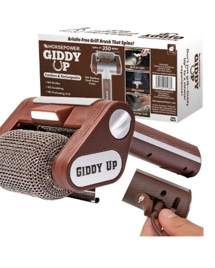 HorsePower Giddy Up Cordless, Rechargeable BBQ grill Stainless Roller Cleaner
