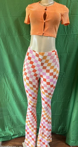 Women's Print Flare Leg Pants Stretchy Knit High Waist Casual Lounge Yoga pants