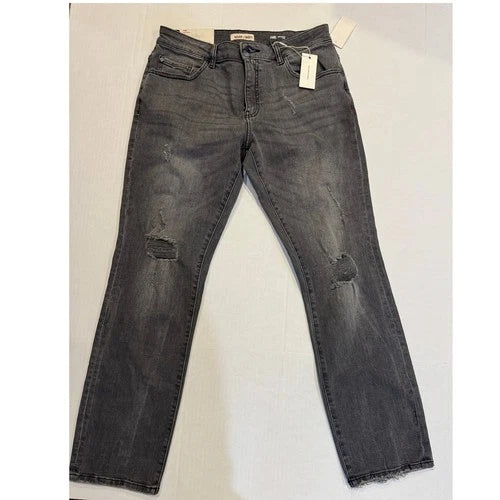 Warp + Weft Women's Orion Slim Distressed High Rise Jeans Size 32x30 Gray New