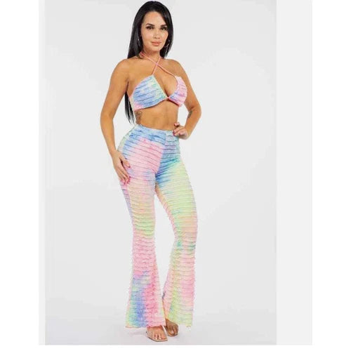 Women's Two-Piece Swimsuit Cover-Up Set – Sheer Mesh Top & Pants (S–L)