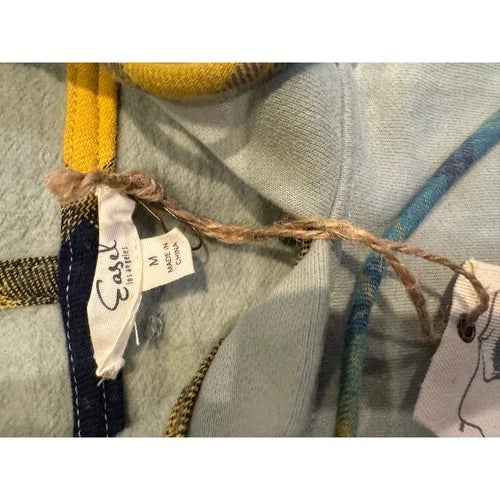 Easel womens Plaid Mix Hoodie in Faded Sage med nwt