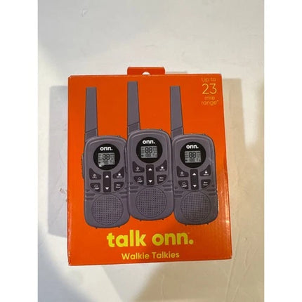 Onn. 100111927 23 mile Walkie Talkie 3 pack with Two Way Radios, LED Light,