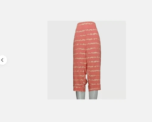 AnyBody Cozy Knit French Terry Printed Ultra Crop Pant Tie Dye coralChoose Size