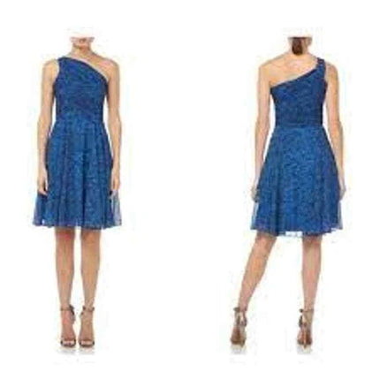 HALSTON HERITAGE Ruched One-shoulder Dress Gemstone Heathered Texture 12
