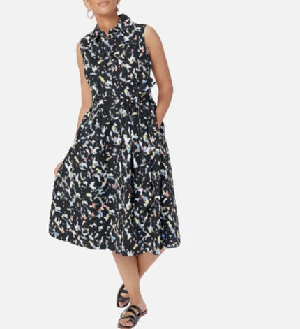 J Jason Wu Novelty Printed Shirt Dress Confetti Black multi sizes