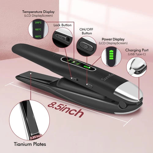 SUNMAY Cordless Hair Straightener – on the go Portable 2-in-1 Flat Iron & Curler