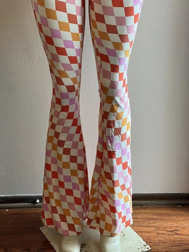 Women's Print Flare Leg Pants Stretchy Knit High Waist Casual Lounge Yoga pants