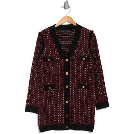 Love Token Parisian Tweed Buttoned Front Cardigan