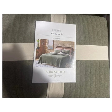 Jersey Quilt - Threshold full/queen, dark olive quilt NEW 88x92 inch