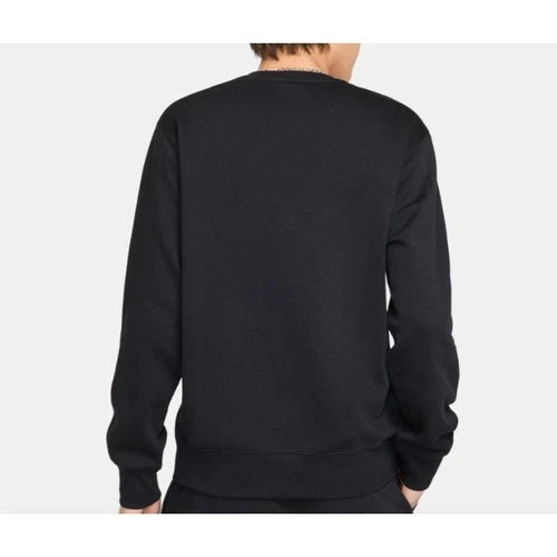 Nike Men's Club Fleece Sweatshirt Black Fleece Pullover Sport Casual Crewneck M