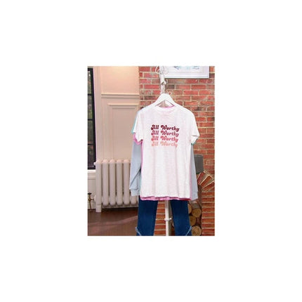 All Worthy Hunter McGrady Slub Knit Graphic T-Shirt in White Choose Size