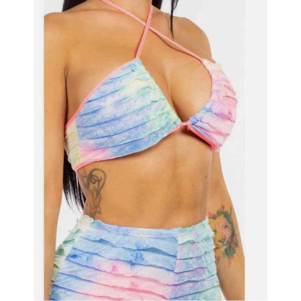 Women's Two-Piece Swimsuit Cover-Up Set – Sheer Mesh Top & Pants (S–L)