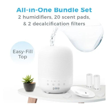 HUMe Sense 2-Pack Bundle - 2 Humidifiers, 2 Filters, & 20 Scent Pads