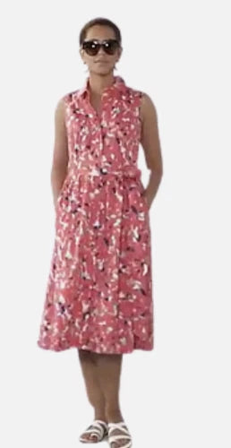 J Jason Wu Novelty Printed Shirt Dress Coral Confetti MUITI Sizes