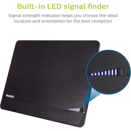 Philips Elite Channel Finder Indoor TV Antenna, Long Range Signal Booster