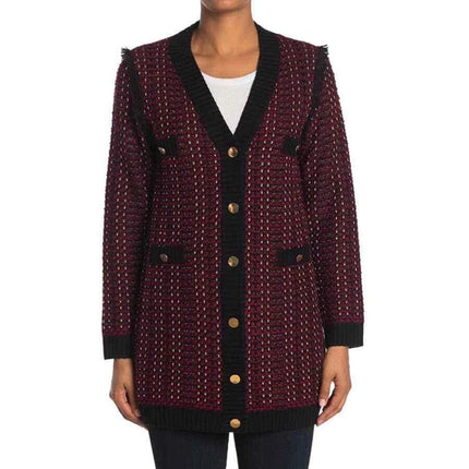 Love Token Parisian Tweed Buttoned Front Cardigan