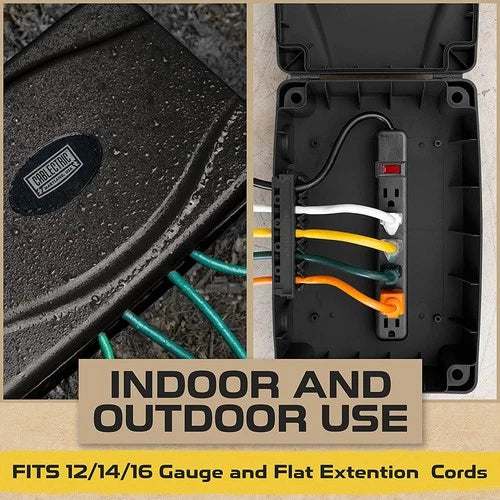 Outdoor Weather Resistant Connection Box -Cover for Extension Cord  Black