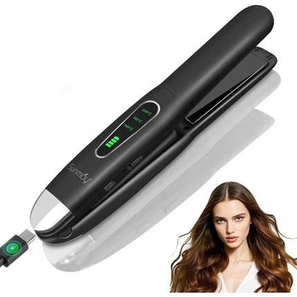 SUNMAY Cordless Hair Straightener – on the go Portable 2-in-1 Flat Iron & Curler