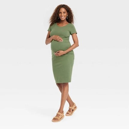 Oh Mamma Women’s Maternity Short Sleeve Scoop Neck Dress M oh
