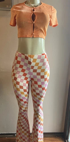 Women's Print Flare Leg Pants Stretchy Knit High Waist Casual Lounge Yoga pants