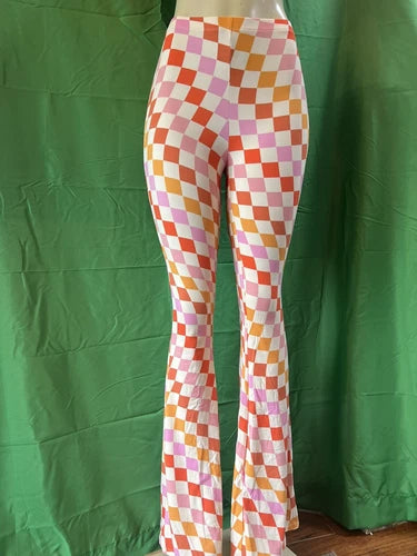 Women's Print Flare Leg Pants Stretchy Knit High Waist Casual Lounge Yoga pants