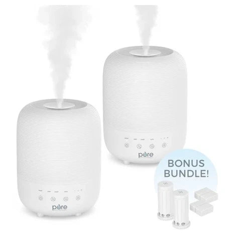 HUMe Sense 2-Pack Bundle - 2 Humidifiers, 2 Filters, & 20 Scent Pads