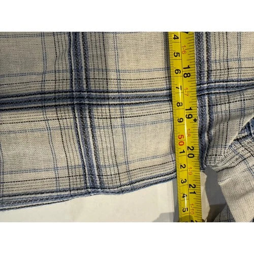 entro relaxed blue plaid women button-up shirt med  new