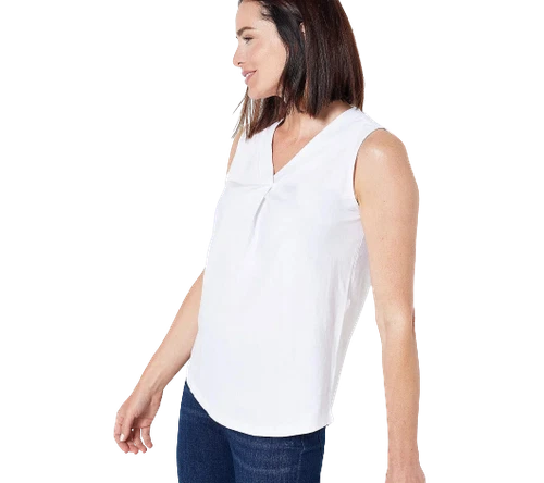 Denim & Co. Essentials Textured Knit Tank Front Pleat Choose Size\COLORS