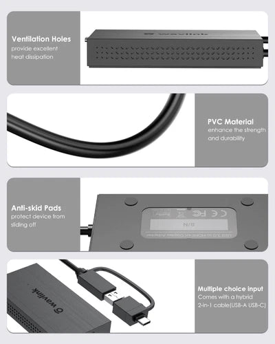 WAVLINK USB 3.0 2K Adapter USB A &C DP Based Monitor,Thunderbolt Windows,Mac OS,