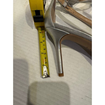 Lauren Ralph Lauren Gabriele silverc Leather stiletto Sandals heels Nwob 9.5