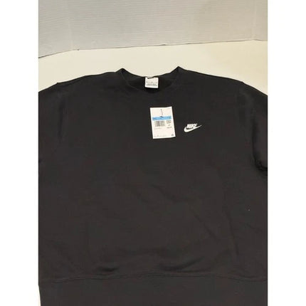 Nike Men's Club Fleece Sweatshirt Black Fleece Pullover Sport Casual Crewneck M