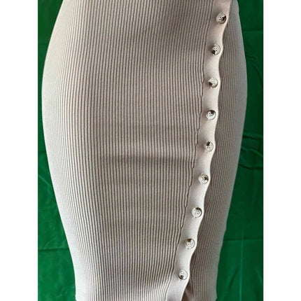 Womens 2024 Summer V Neck Knit Midi Dress Bodycon Sleeveless Ribbed DRESS S ,M,L