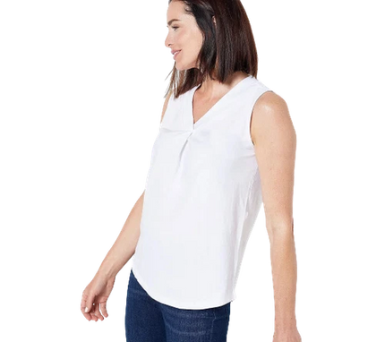 Denim & Co. Essentials Textured Knit Tank Front Pleat Choose Size\COLORS