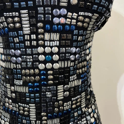 Tender  sleeveless Women Black Multi Colored beaded tank top medium￼