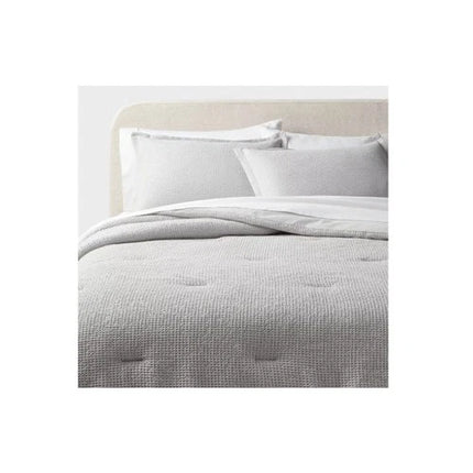 Washed Waffle Weave Comforter and Sham Set - Threshold full/queen light Gray