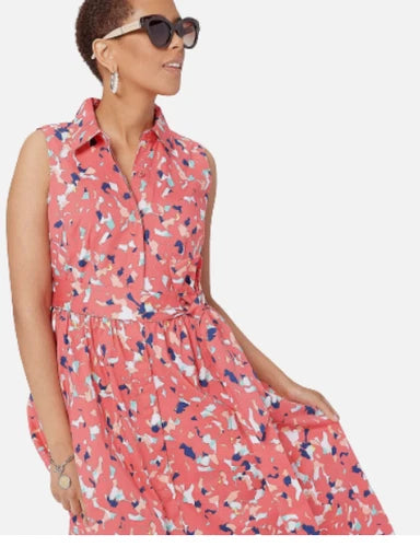 J Jason Wu Novelty Printed Shirt Dress Coral Confetti MUITI Sizes