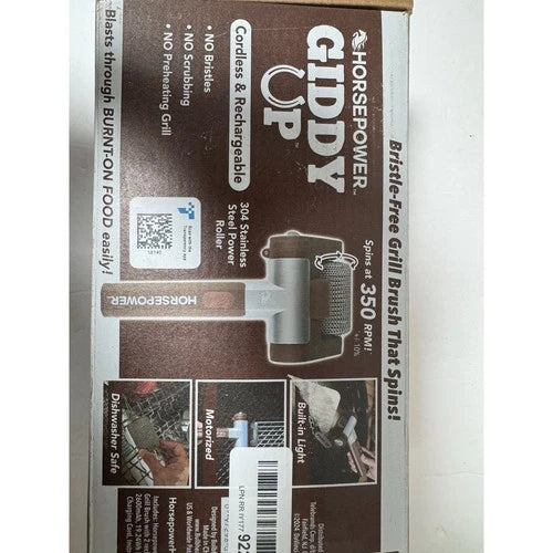 HorsePower Giddy Up Cordless, Rechargeable BBQ grill Stainless Roller Cleaner